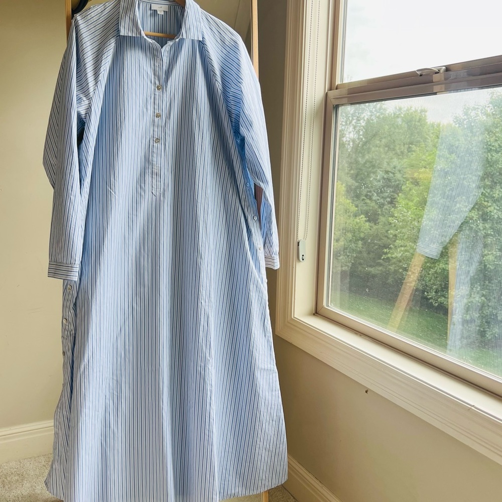 J Jill stripe cotton midi shirt dress